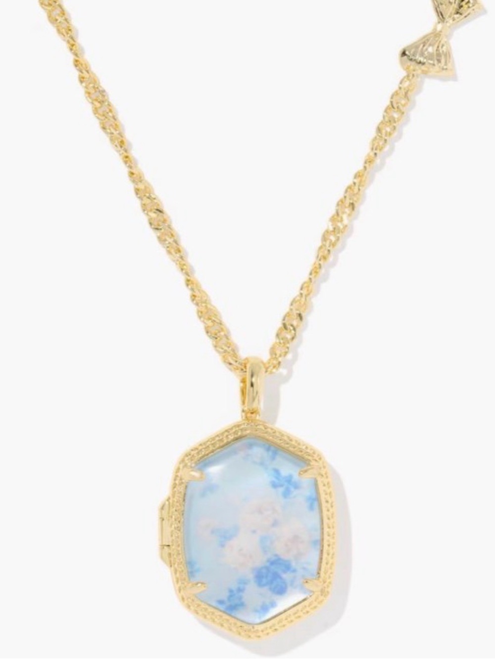 Kendra Scott Love Shack Fancy Gold Blue Opalescent Locket Necklace